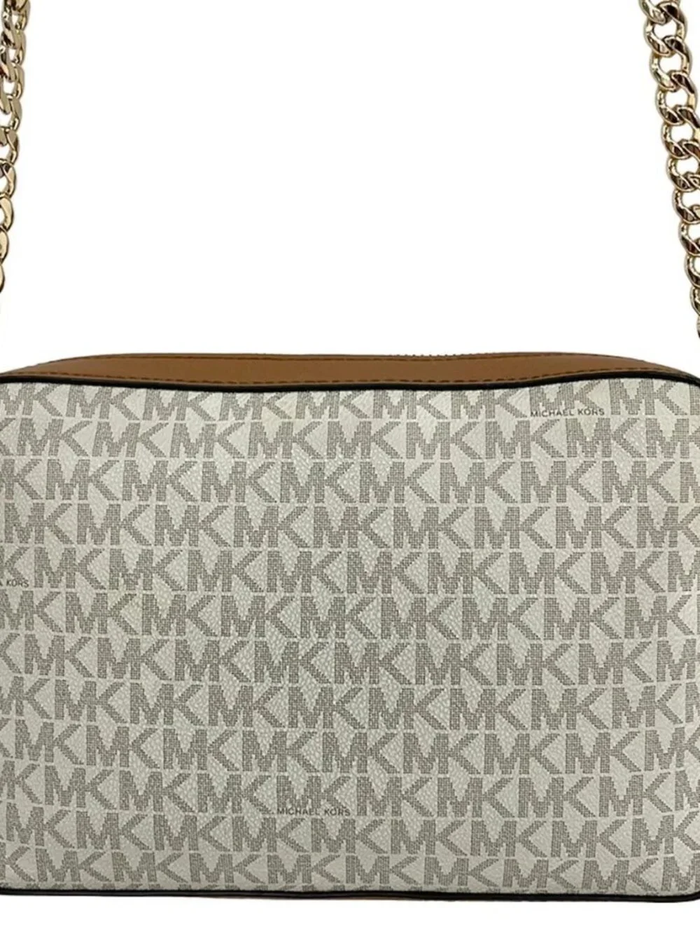 MICHAEL KORS White Light Brown PVC Shoulder Bag